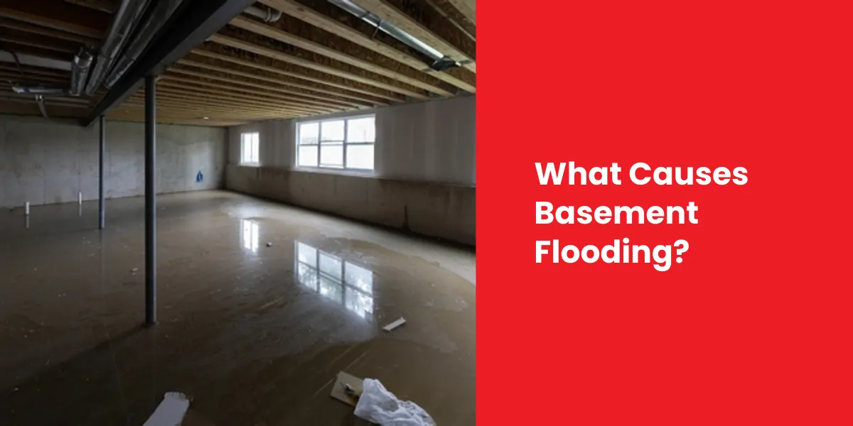Infographic listing common causes of basement flooding, such as heavy rain and plumbing issues
